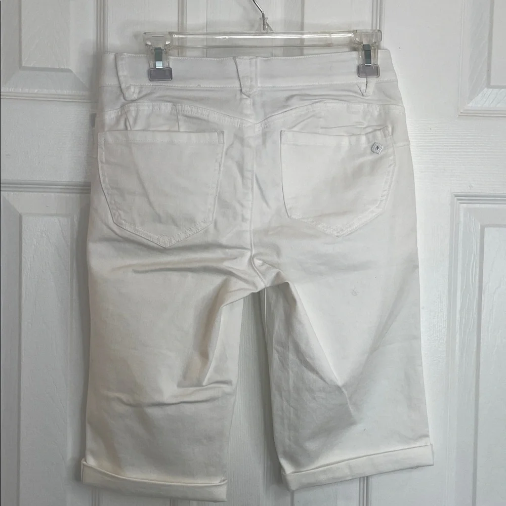 DEMOCRACY AB SOLUTION MID-RISE CUFFED BERMUDA SHORTS CLASSIC 6 POCKET WHITE SZ 4